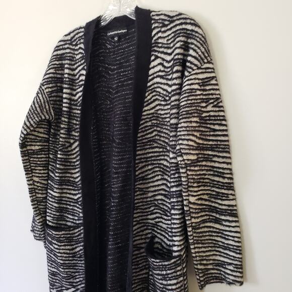 Catherine Malandrino Zebra Print Duster Sweater Soft Size Small - Picture 2 of 9
